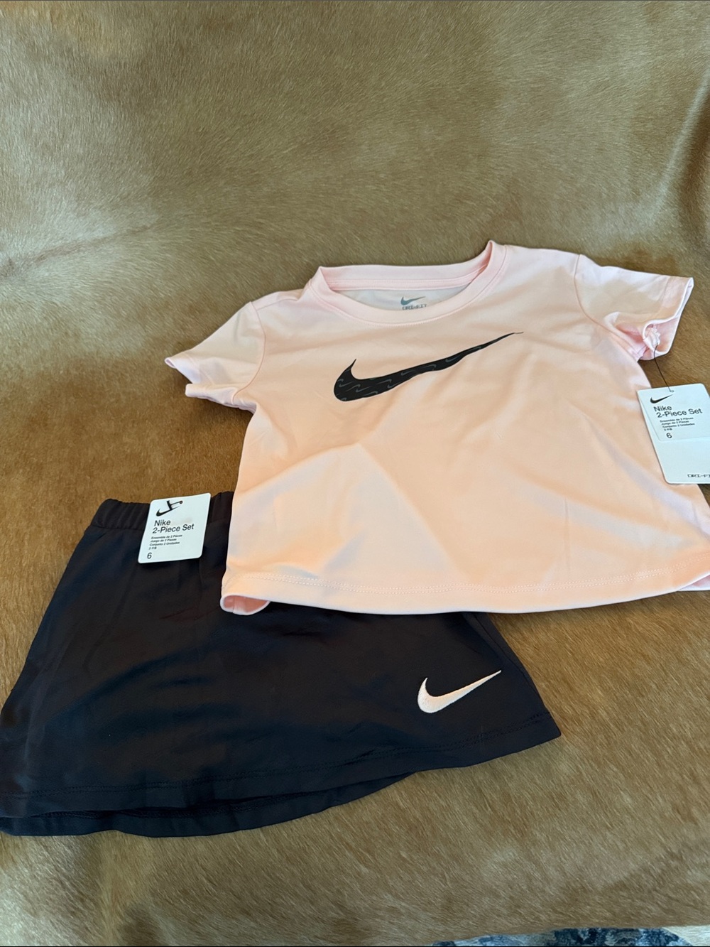 Nike Pink Short Sleeve Dri-FIT Tee with Black matching shorts